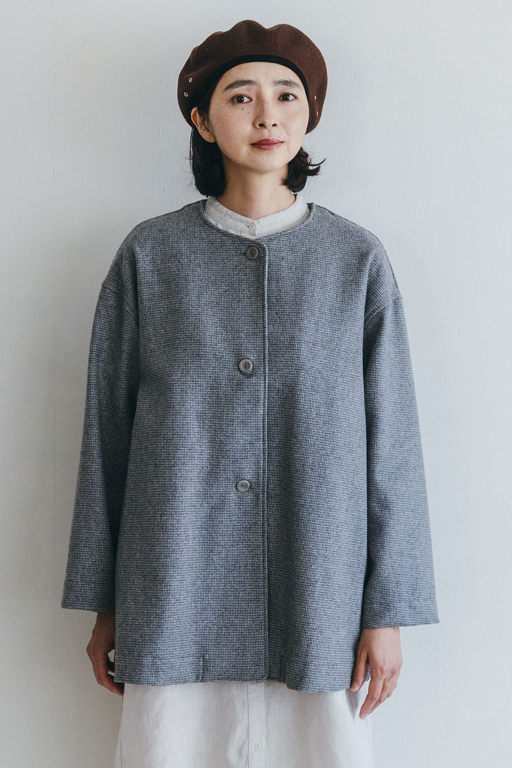 予約商品】アイビー コート ウール グレーチェック | fog linen work