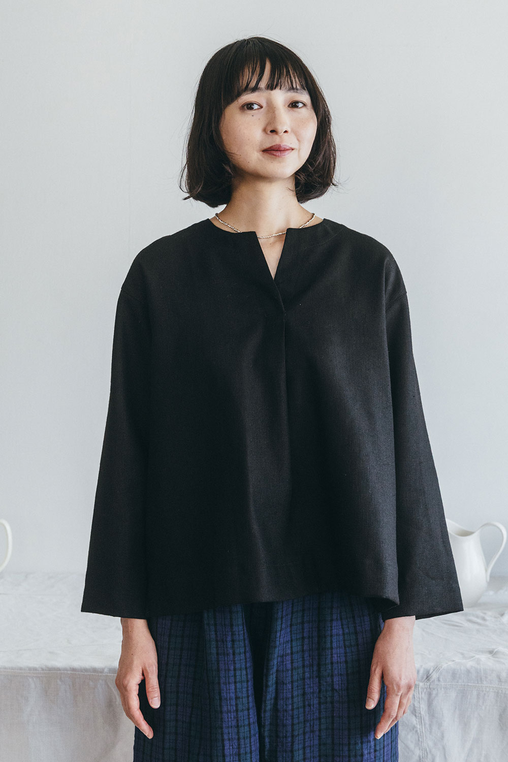 予約商品】アミ トップ ウールリネンブラック | fog linen work