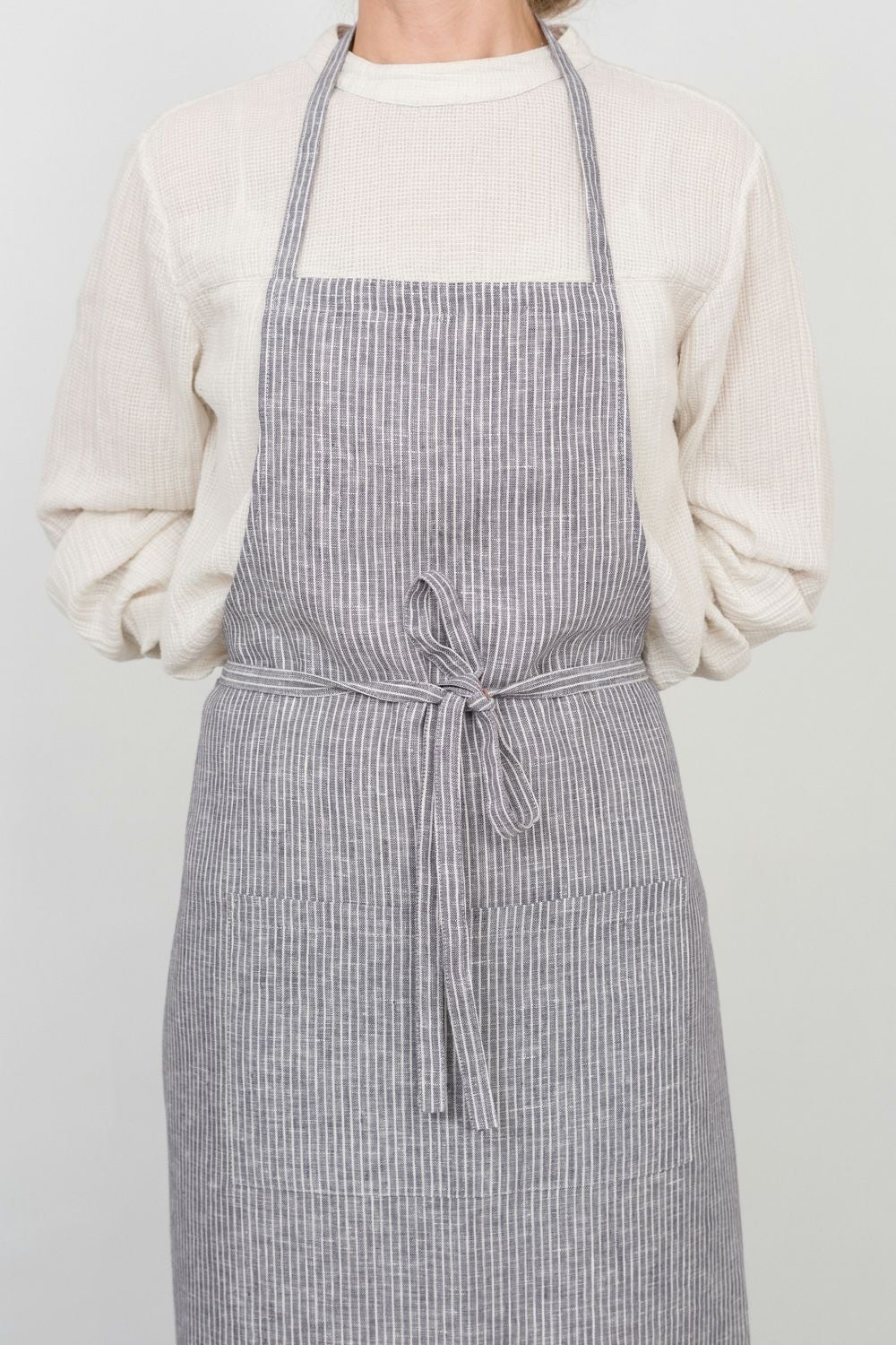 リネン フルエプロン グレーホワイトストライプ | fog linen work