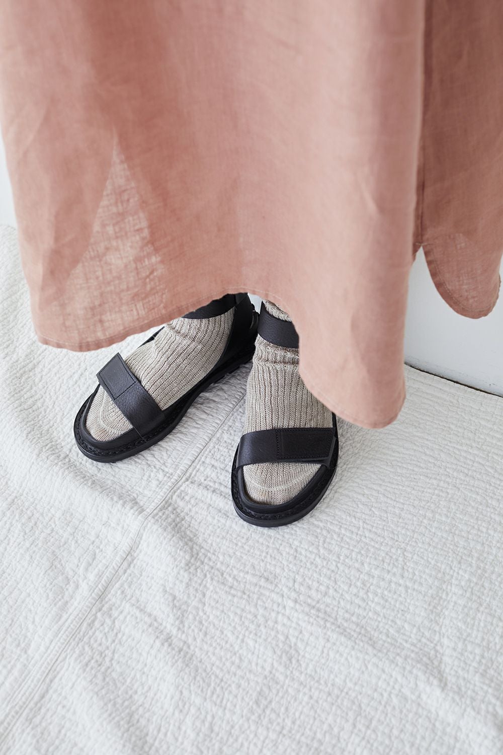 リネン ミドルゲージ リブソックス ナチュラル | fog linen work