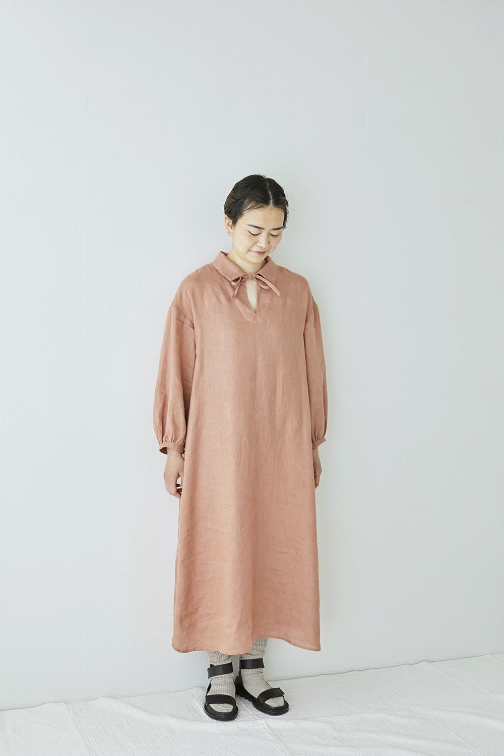 リネン ミドルゲージ リブソックス ナチュラル | fog linen work