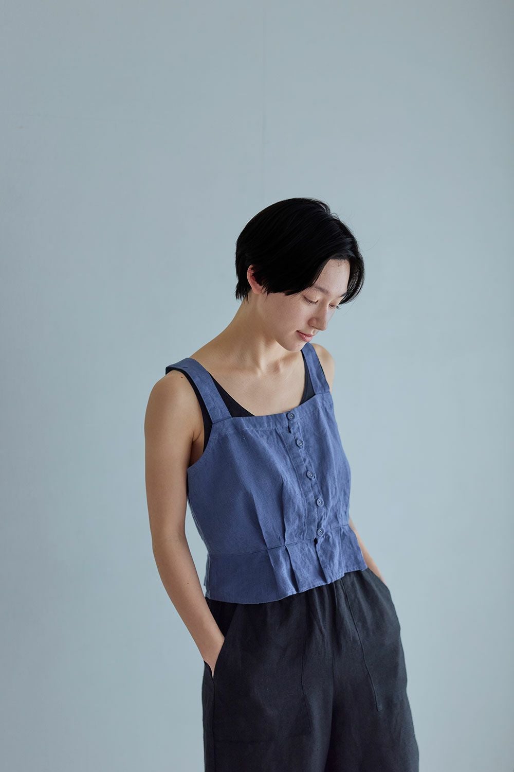 メアリー トップ ブルー フュメ | fog linen work