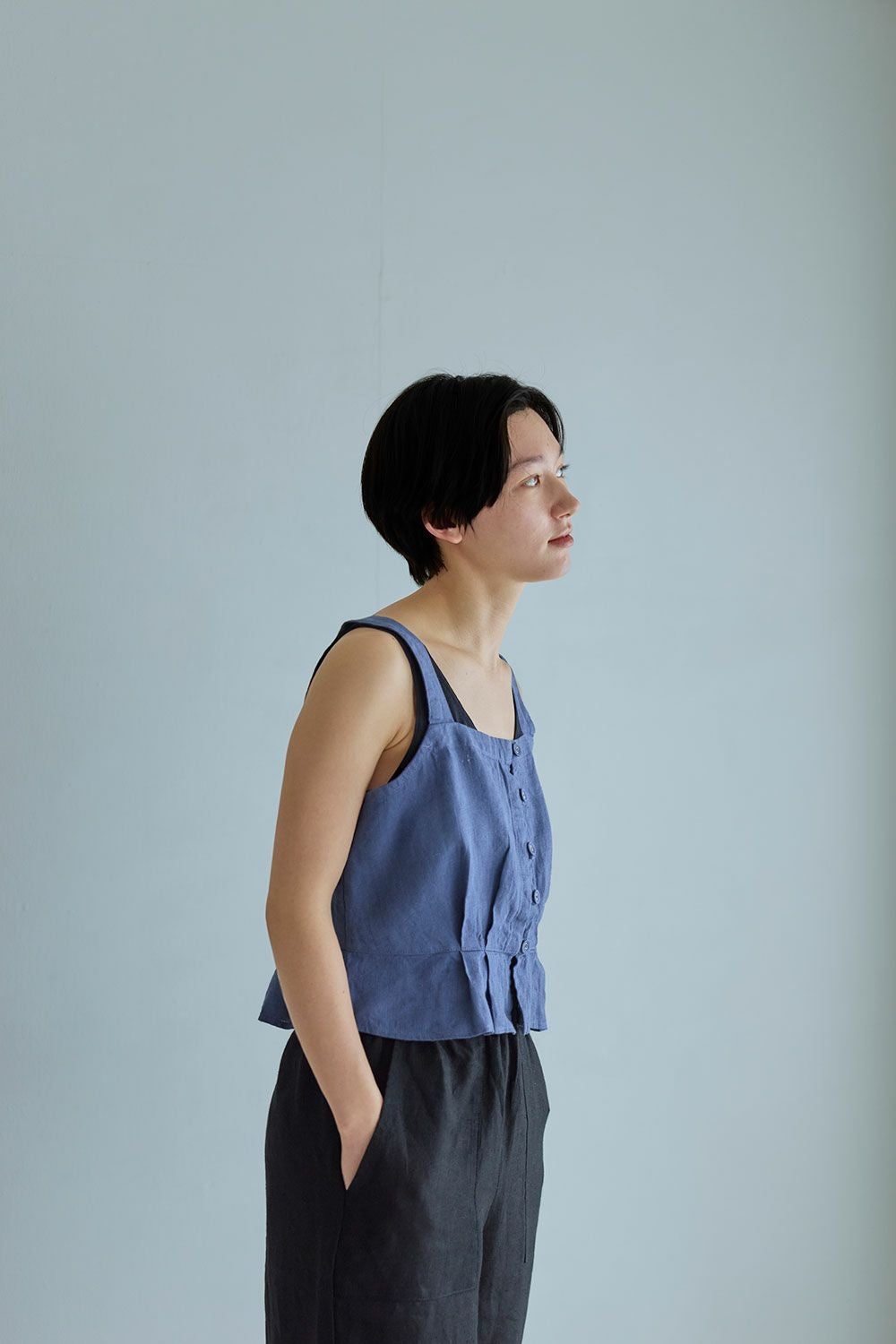メアリー トップ ブルー フュメ | fog linen work