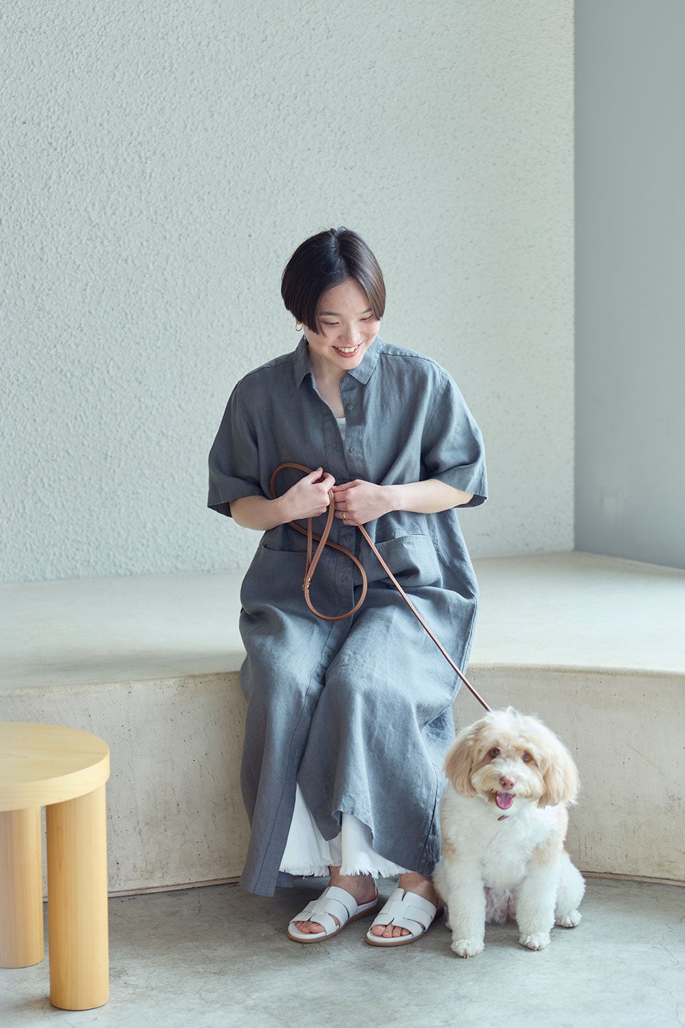 ラー油　enfold ワンピース NEW】ラウラ ワンピース アシェ | fog linen work