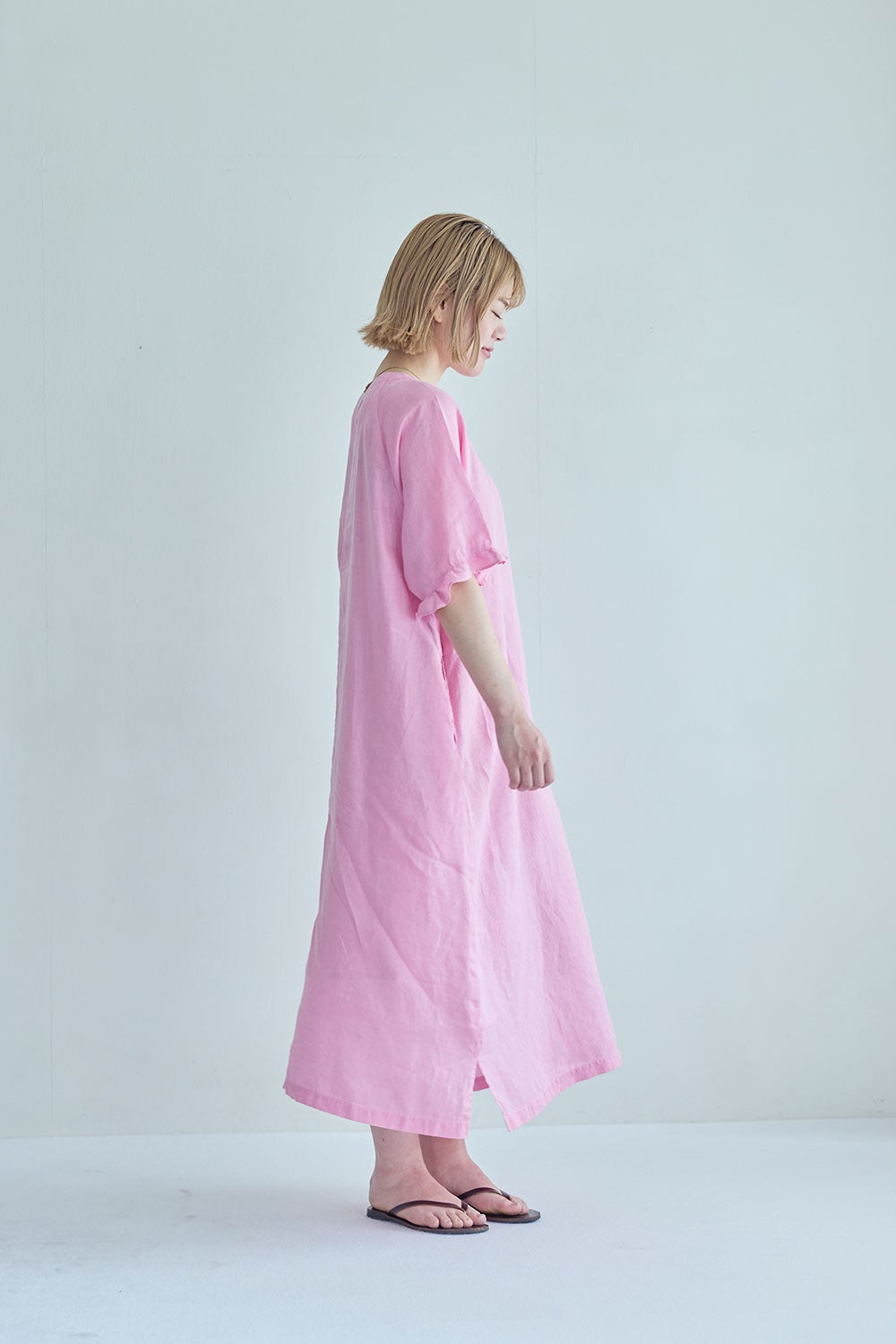 セリーヌ シャツワンピース サテン シルク ピンク ロング ビジュー y2K M ケイシー ワンピース ジャサント | fog linen work