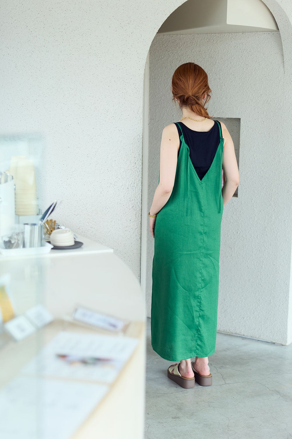 【ELLIE】エリー♡ジャガードワンピース　グリーン NEW】エリーゼ ワンピース ウ゛ェール エコッセ | fog linen work