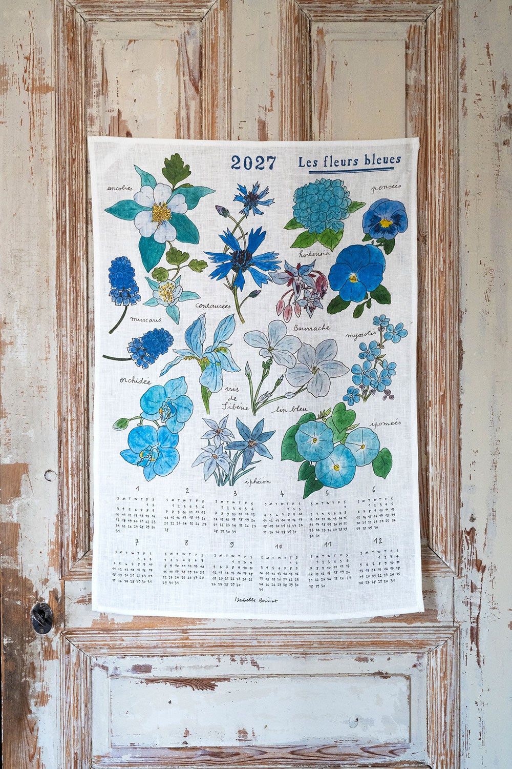 2027 リネンカレンダー いろいろなブルーの花 イザベルボワノ | fog