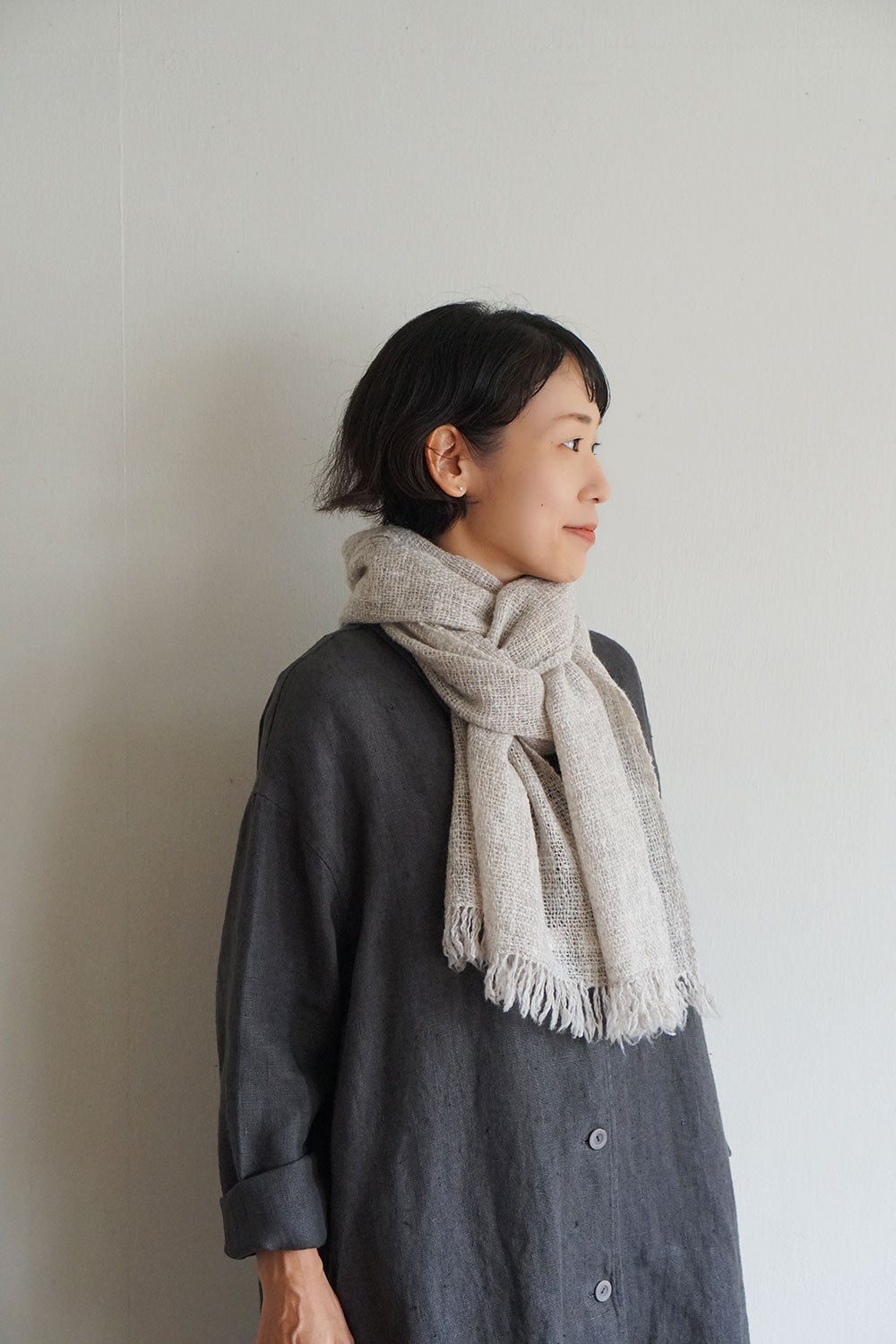 みちのくあかね会 コージーマフラー アイボリー | fog linen work