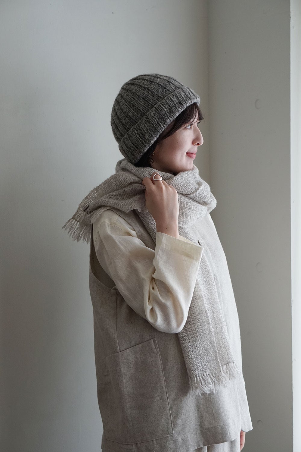 みちのくあかね会 コージーマフラー アイボリー | fog linen work