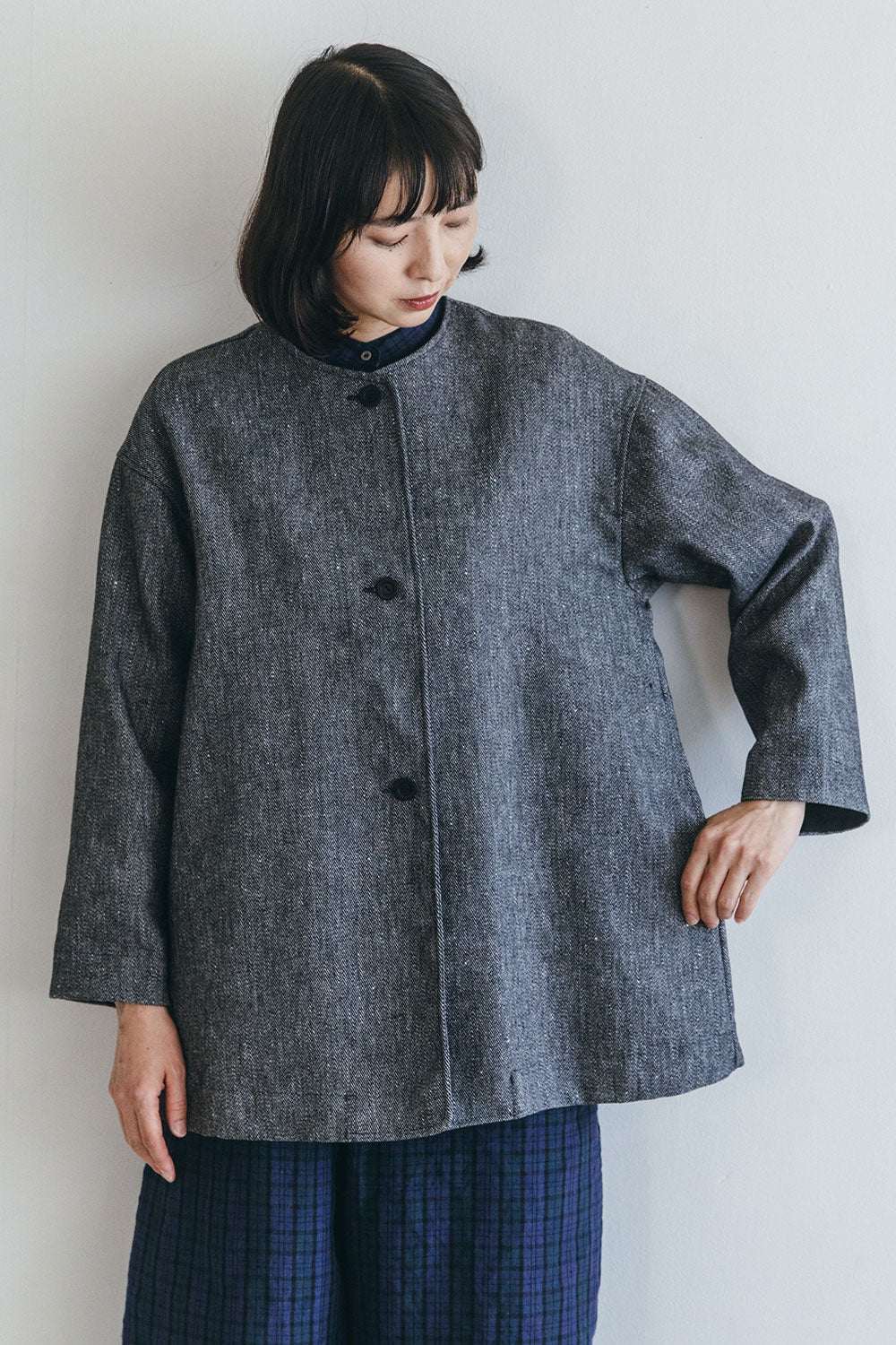 予約商品】アイビー コート ウールリネンダークグレー | fog linen work