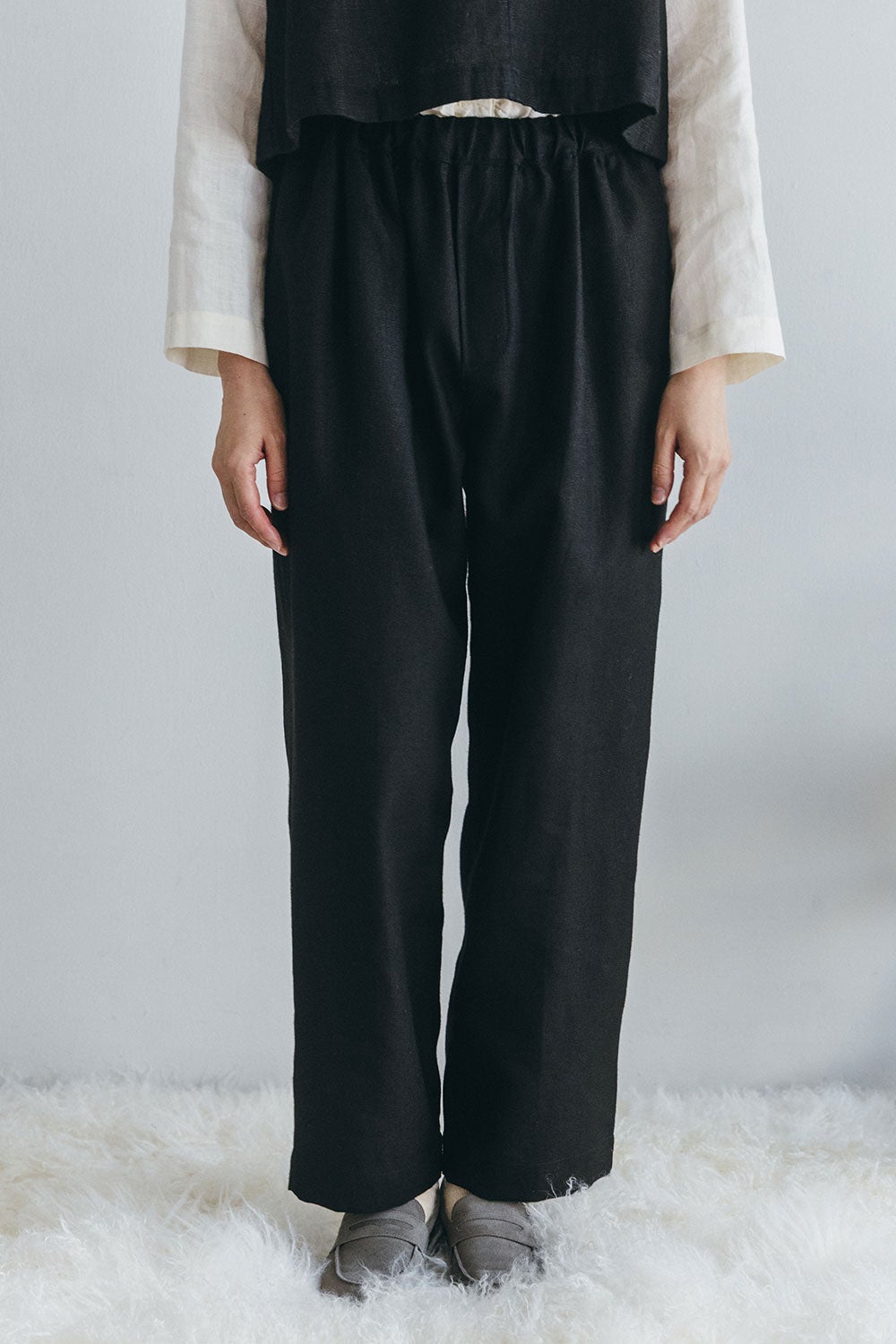 予約商品】ソル パンツ ウールリネンブラック | fog linen work